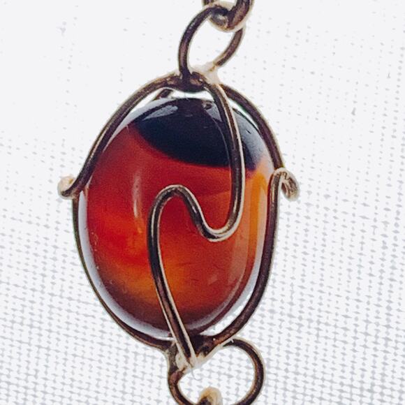 VTG Agate Quartz Gemstone Bracelet 1960s 1970s Artisan Gold Tone Wire Wrapped - Picture 7 of 13